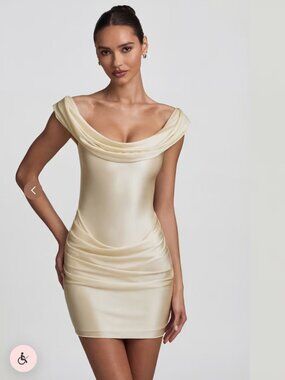 Oh Polly - Maeve Satin Mini Dress in Ivory